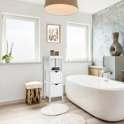 Mobili Rebecca Armoire de Salle de Bains en MDF Blanc avec 2 Tiroirs 1 étagère Rebecca Mobili