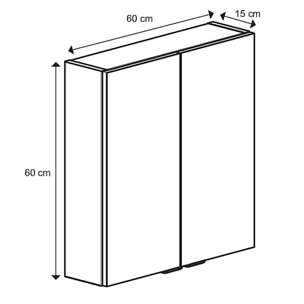 GoodHome Armoire de salle de bains faible profondeur gris brillant l.60 x H.60 x P.15 cm, Imandra