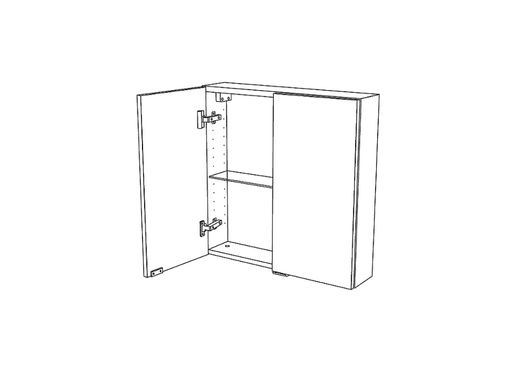 GoodHome Armoire de salle de bains faible profondeur gris brillant l.60 x H.60 x P.15 cm, Imandra