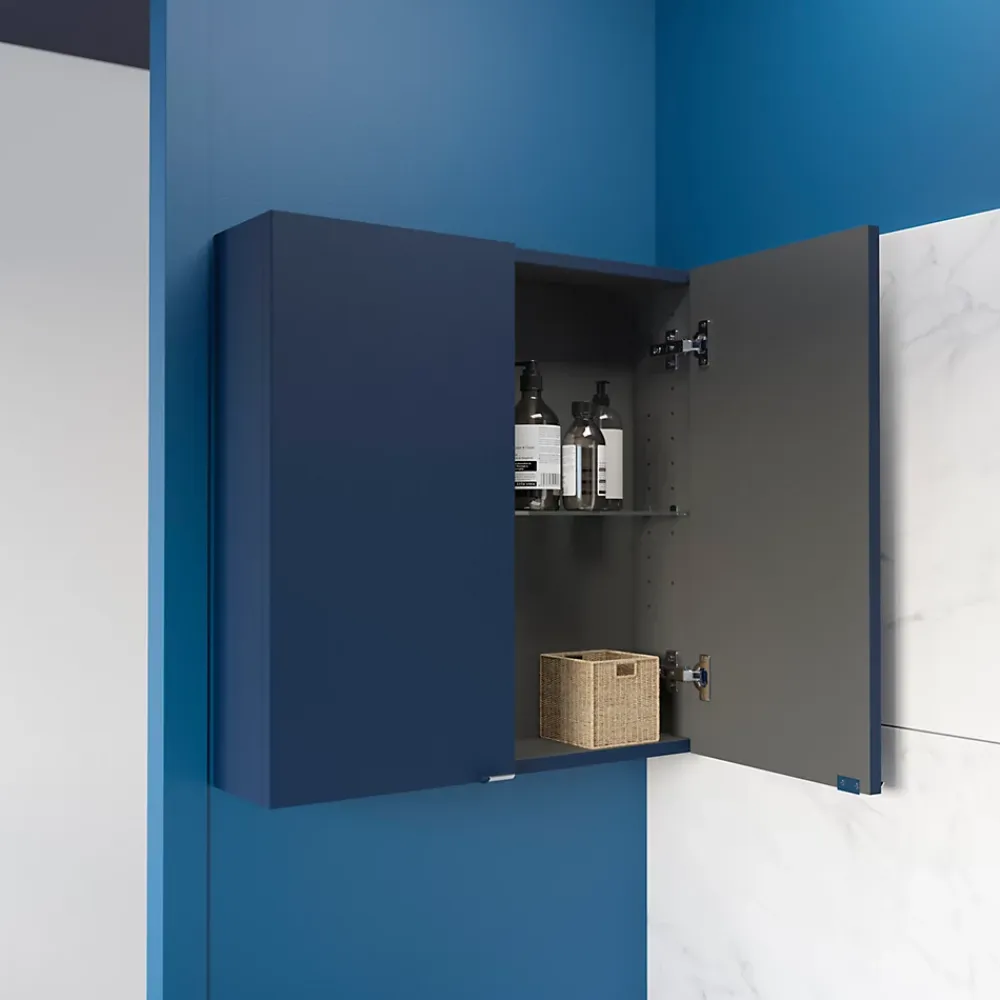 Armoire De Salle De Bains|Meuble Wc|GoodHome Armoire de salle de bains faible profondeur bleu nuit mat l.60 x H.60 x P.15 cm, Imandra