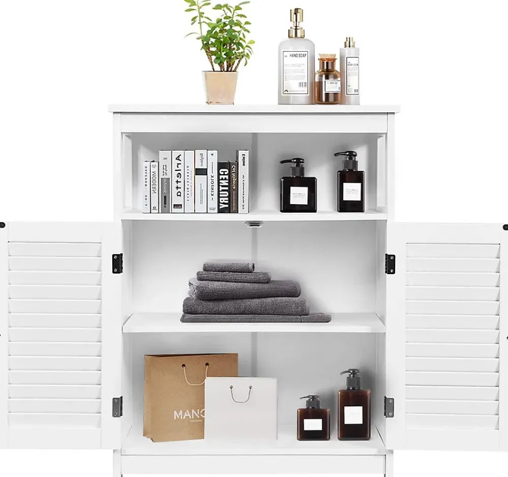 Meuble De Salle De Bains Faible Profondeur|Giantex Armoire de Salle de Bains Meuble de Rangement sur Pieds Armoire en MDF avec 2 Portes a Volets et Etagere Reglable