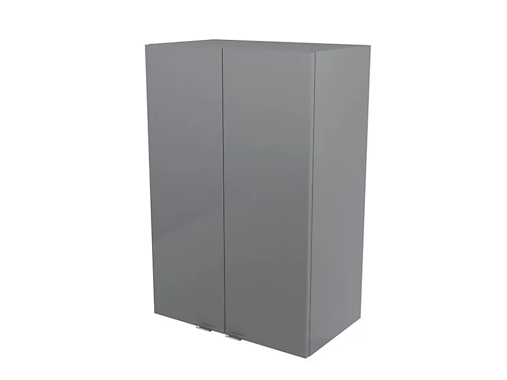 GoodHome Armoire de salle de bains gris brillant l.60 x H.90 x P.36 cm, Imandra