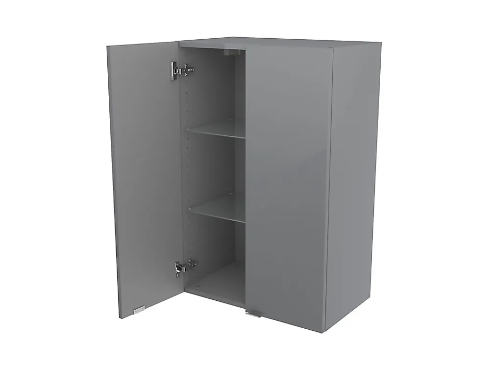 GoodHome Armoire de salle de bains gris brillant l.60 x H.90 x P.36 cm, Imandra