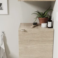 Colonne De Salle De Bains|Meuble De Salle De Bains Faible Profondeur|GoodHome Armoire de salle de bains effet chêne l.40 x H.90 x P.36 cm, Imandra