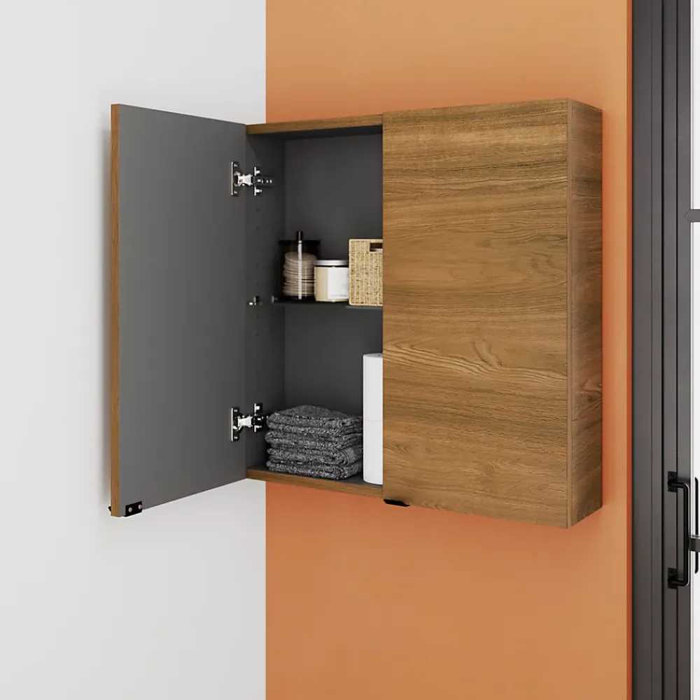 Meuble Wc|GoodHome Armoire de salle de bains faible profondeur effet noyer l.60 x H.60 x P.15 cm, Imandra
