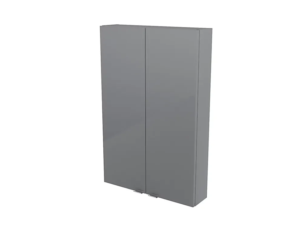 Meuble Wc|Armoire De Salle De Bains|GoodHome Armoire de salle de bains faible profondeur gris brillant l.60 x H.90 x P.15 cm, Imandra