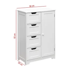 Mobili Rebecca Armoire de Salle de Bains 4 Tiroirs 1 Porte en MDF Blanc Rebecca Mobili