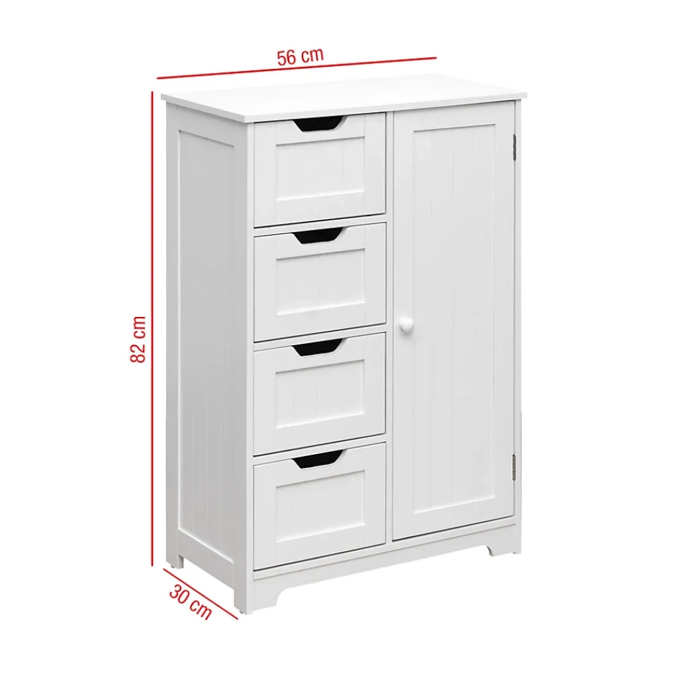 Mobili Rebecca Armoire de Salle de Bains 4 Tiroirs 1 Porte en MDF Blanc Rebecca Mobili