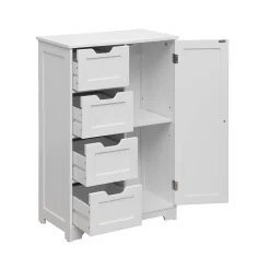 Mobili Rebecca Armoire de Salle de Bains 4 Tiroirs 1 Porte en MDF Blanc Rebecca Mobili