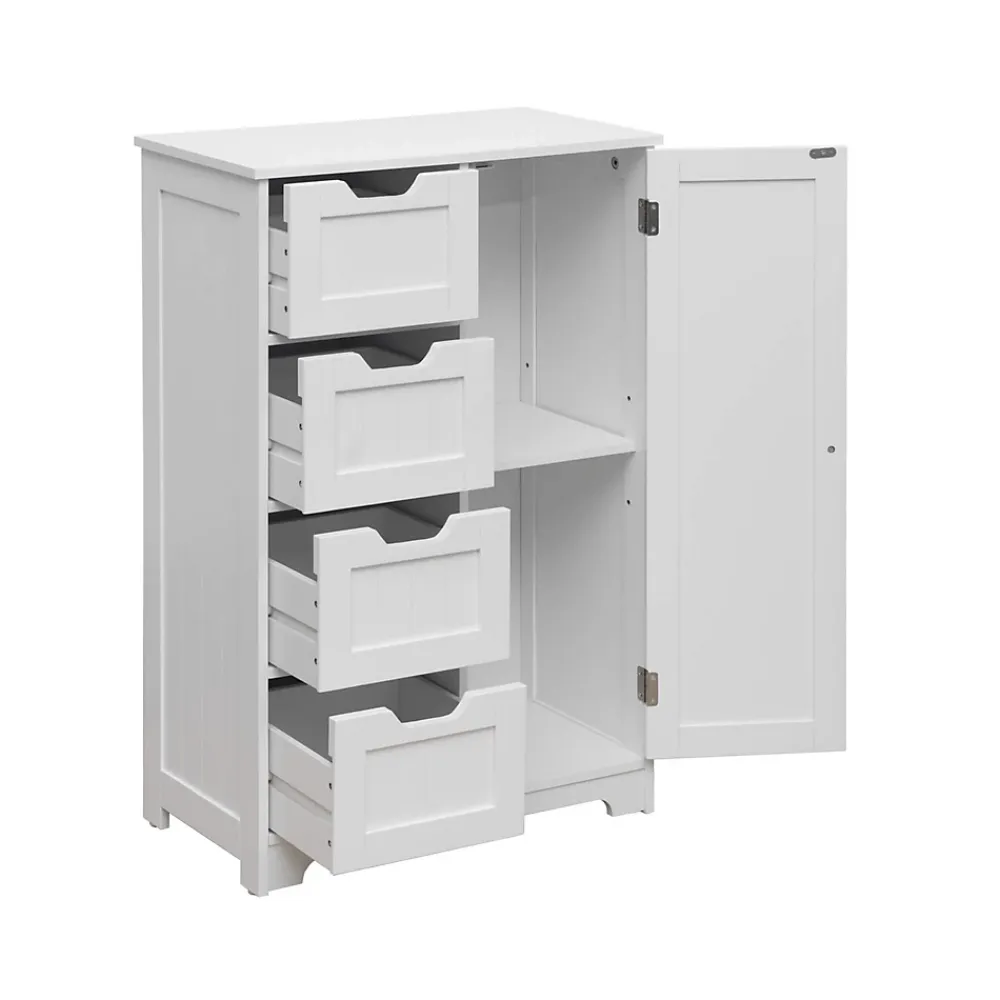 Mobili Rebecca Armoire de Salle de Bains 4 Tiroirs 1 Porte en MDF Blanc Rebecca Mobili