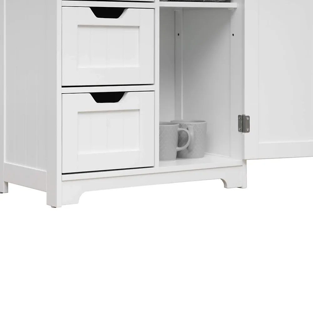 Mobili Rebecca Armoire de Salle de Bains 4 Tiroirs 1 Porte en MDF Blanc Rebecca Mobili