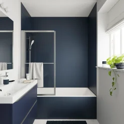 GoodHome Armoire de salle de bains faible profondeur bleu nuit mat l.40 x H.90 x P.15 cm, Imandra