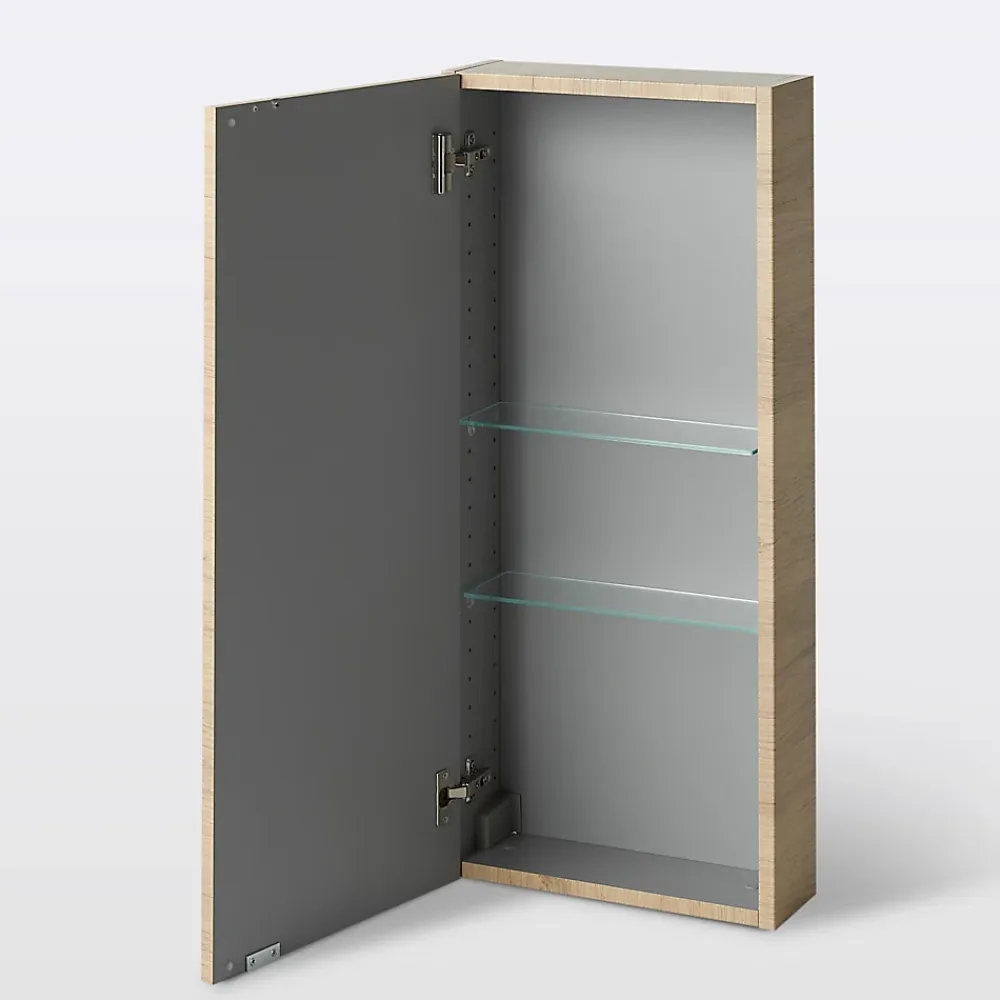 GoodHome Armoire de salle de bains faible profondeur effet chêne l.40 x H.90 x P.15 cm, Imandra