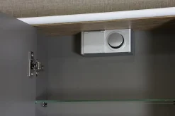 Decotec Armoire de salle de bains lumineuse LED avec miroir effet bois l.90 x H.70 x P.18 cm, Havana