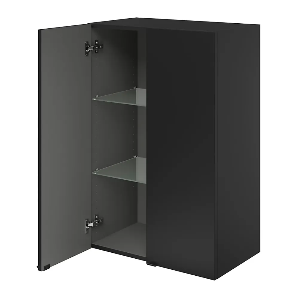 GoodHome Armoire de salle de bains noir mat l.60 x H.90 x P.36 cm, Imandra