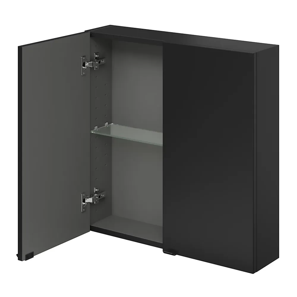 Meuble Wc|Armoire De Salle De Bains|GoodHome Armoire de salle de bains faible profondeur noir mat l.60 x H.60 x P.15 cm, Imandra