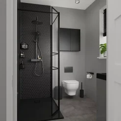 Meuble Wc|Armoire De Salle De Bains|GoodHome Armoire de salle de bains faible profondeur noir mat l.60 x H.60 x P.15 cm, Imandra