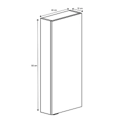 Meuble Wc|Colonne De Salle De Bains|GoodHome Armoire de salle de bains faible profondeur gris brillant l.40 x H.90 x P.15 cm, Imandra