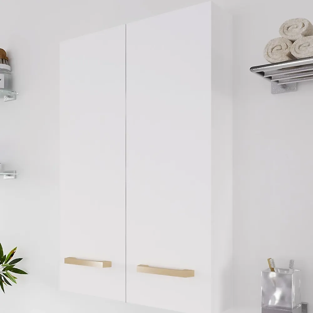 Meuble Wc|Armoire De Salle De Bains|GoodHome Armoire de salle de bains faible profondeur Ladoga blanc L. 60 x H. 90 x P. 15 cm