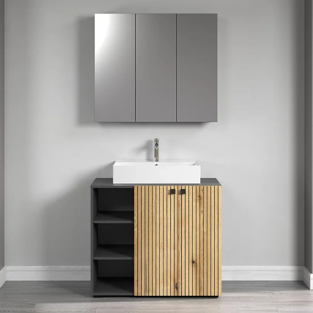 Calicosy Armoire de toilette 3 portes miroir L90 cm - PUREBLISS