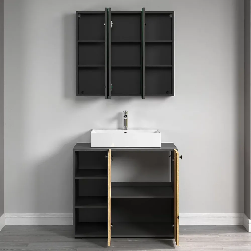 Calicosy Armoire de toilette 3 portes miroir L90 cm - PUREBLISS