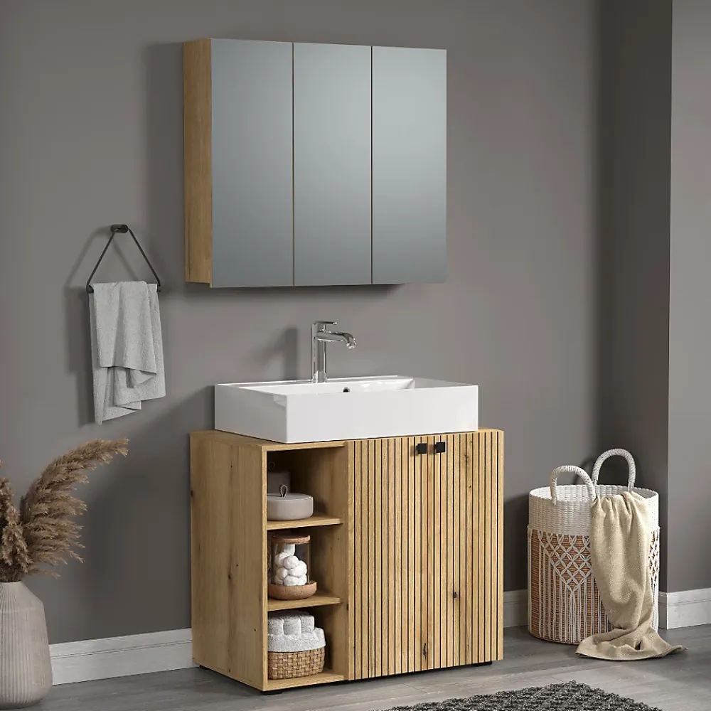 Calicosy Armoire de toilette 3 portes miroir L90 cm - PUREBLISS