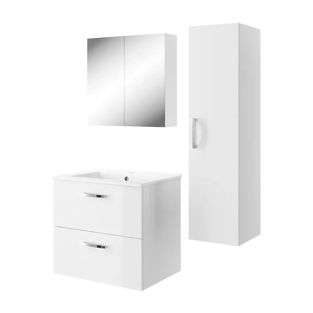 Armoire de toilette 2 portes miroir l.55 x H.54 x P.14,6 cm, Opah