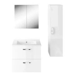 Armoire de toilette 2 portes miroir l.55 x H.54 x P.14,6 cm, Opah