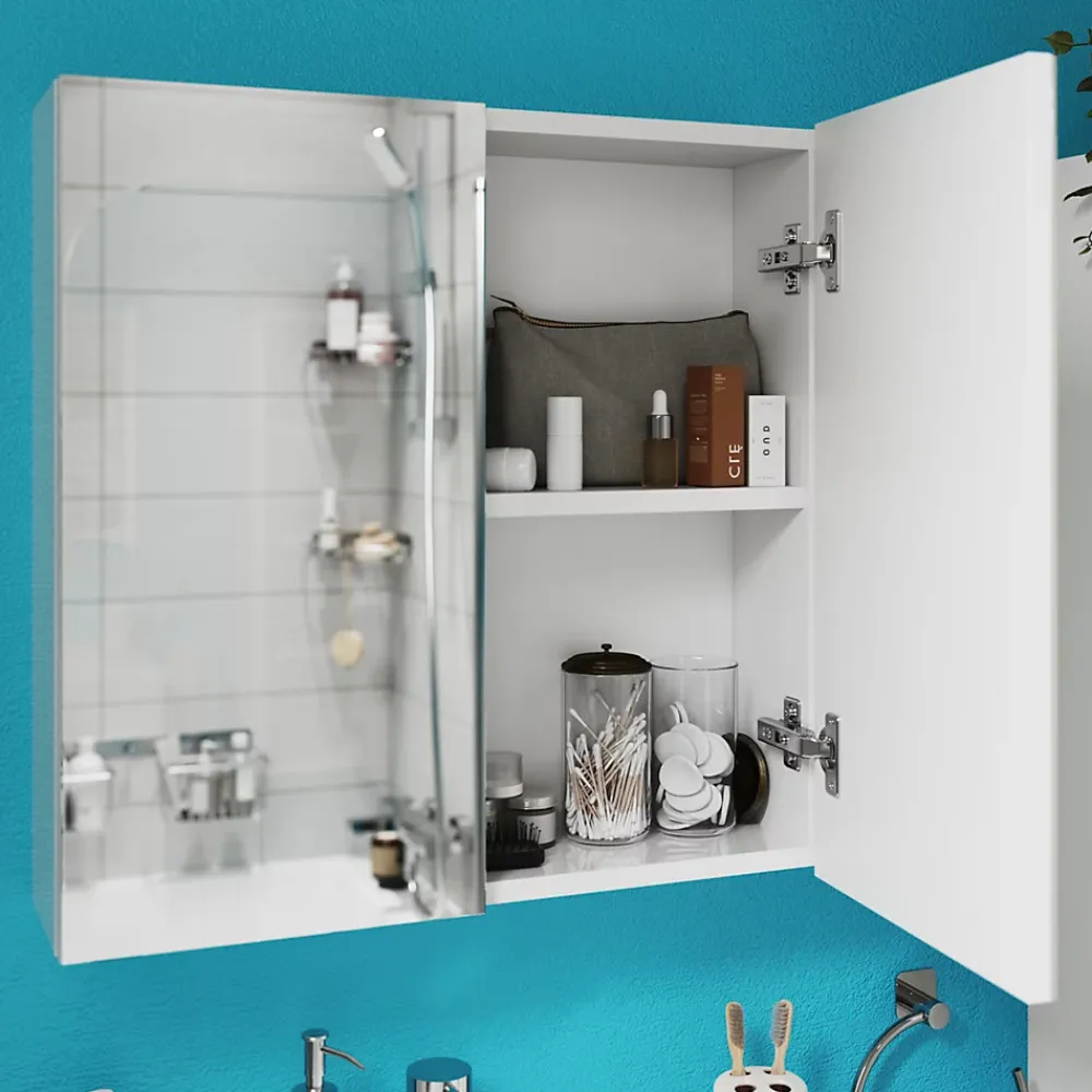 Armoire de toilette 2 portes miroir l.55 x H.54 x P.14,6 cm, Opah