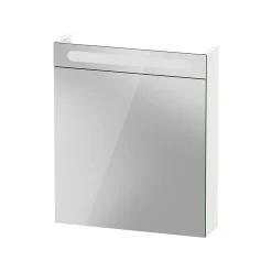 Duravit Armoire de toilette aluminium 1 porte miroir charnière gauche + éclairage LED pour salle de bain + toilette, 70x60x15cm, DURAPOINT