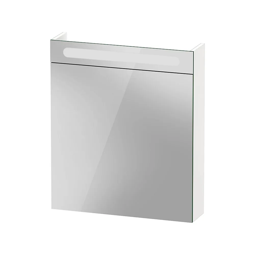 Duravit Armoire de toilette aluminium 1 porte miroir charnière gauche + éclairage LED pour salle de bain + toilette, 70x60x15cm, DURAPOINT