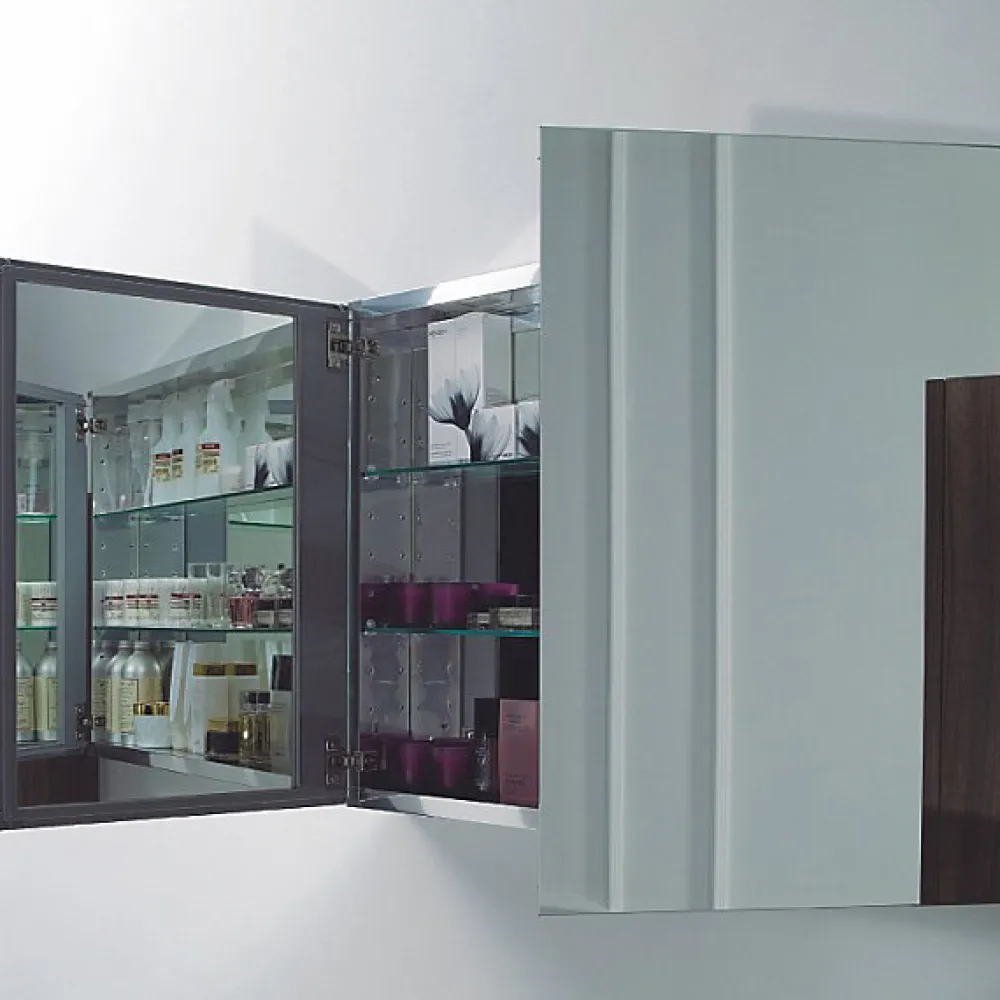 Bernstein Armoire de toilette aluminium 2 portes- miroir à l'intérieur et à l'extérieur - 100x66x12cm