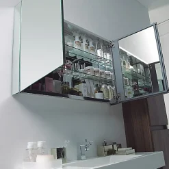 Bernstein Armoire de toilette aluminium 2 portes- miroir à l'intérieur et à l'extérieur - 100x66x12cm