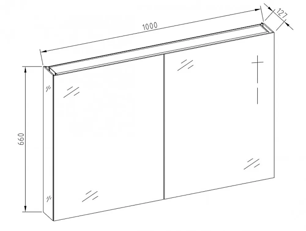 Bernstein Armoire de toilette aluminium 2 portes- miroir à l'intérieur et à l'extérieur - 100x66x12cm