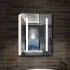 AICA Sanitaire Armoire de toilette avec Miroir LED Anti-Buée, Éclairage 3 Couleurs et Prise Rasoir, Blanc, 40x70 cm,