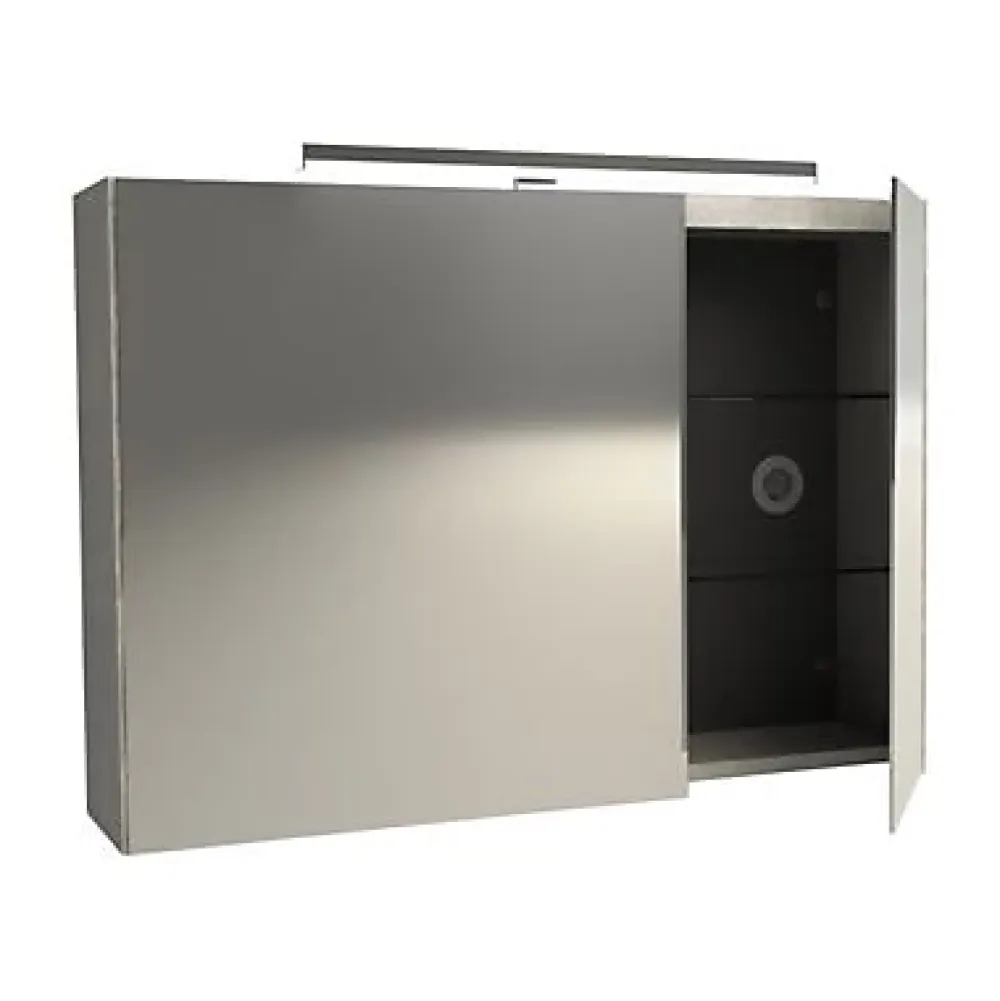 Armoire De Toilette| Armoire de toilette avec miroir effet chêne clair l.90 cm, Calao