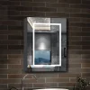 AICA Sanitaire Armoire de toilette avec Miroir LED Anti-Buée, Anthracite 50x70 cm, Éclairage 3 Couleurs et Prise Rasoir,