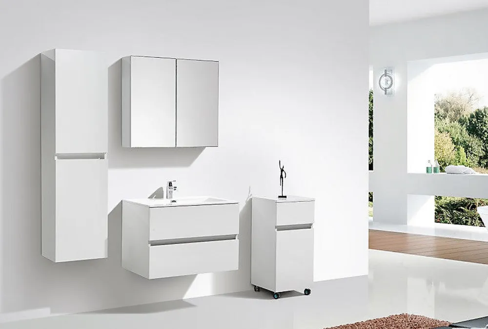 Armoire De Toilette|Stano Armoire de toilette bloc-miroir SIENA largeur 80 cm blanc laque