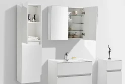Armoire De Toilette|Stano Armoire de toilette bloc-miroir SIENA largeur 80 cm blanc laque