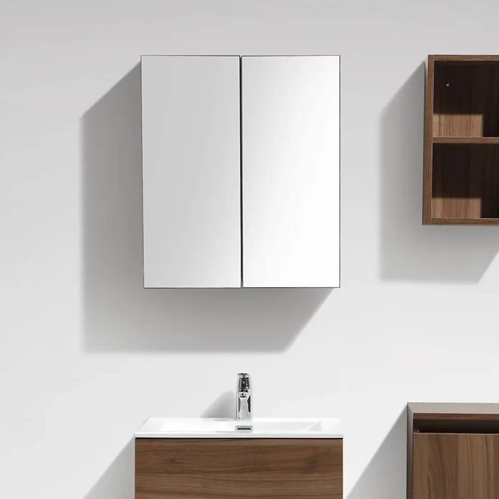 Armoire De Toilette|Meuble De Salle De Bains Faible Profondeur|Stano Armoire de toilette bloc-miroir SIENA largeur 60 cm noyer