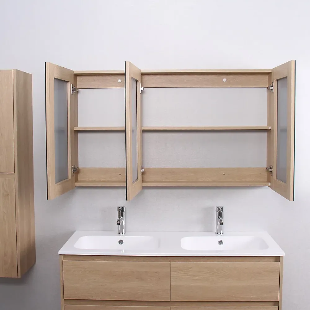 Armoire De Toilette|Stano Armoire de toilette bloc-miroir FORTINA largeur 120 cm chêne clair