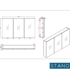 Armoire De Toilette|Stano Armoire de toilette bloc-miroir FORTINA largeur 120 cm chêne clair