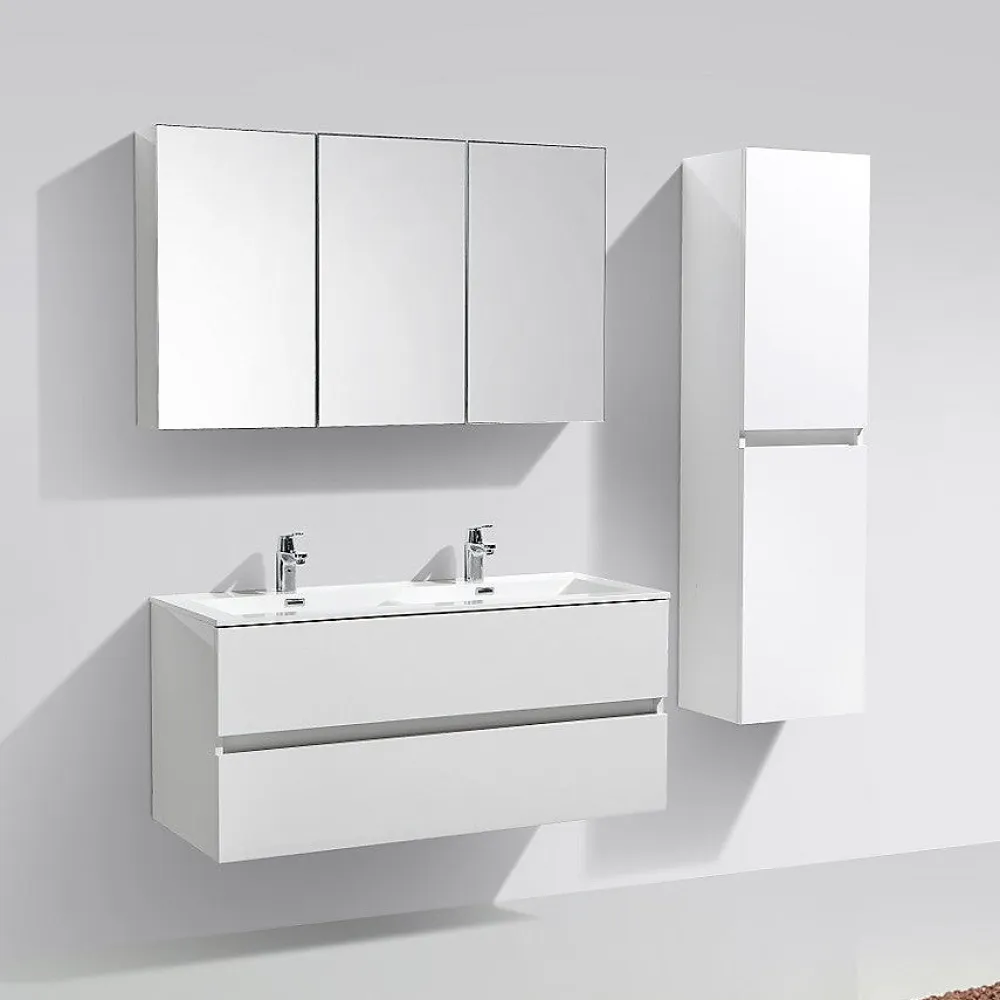 Meuble De Salle De Bains Faible Profondeur|Armoire De Toilette|Stano Armoire de toilette bloc-miroir SIENA largeur 120 cm blanc laque