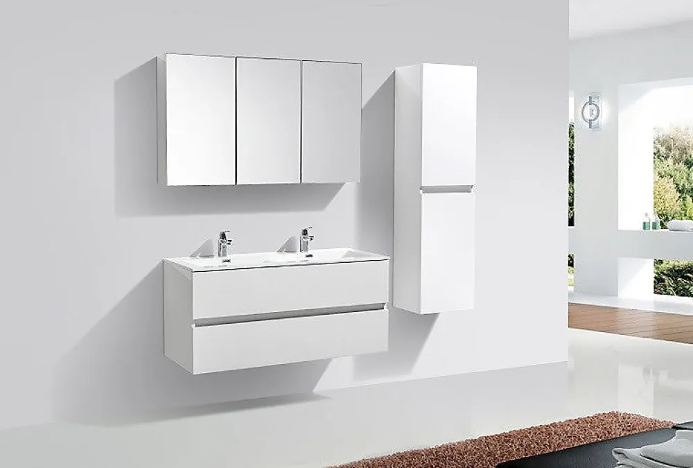Meuble De Salle De Bains Faible Profondeur|Armoire De Toilette|Stano Armoire de toilette bloc-miroir SIENA largeur 120 cm blanc laque