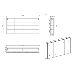 Armoire De Toilette|Stano Armoire de toilette bloc-miroir SIENA largeur 144 cm noyer