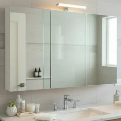 Planète Bain Armoire de toilette éclairante 3 portes 120 cm blanche Juno 2