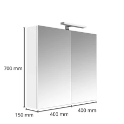 Planète Bain Armoire de toilette éclairante 2 portes 80 cm blanche Juno 2