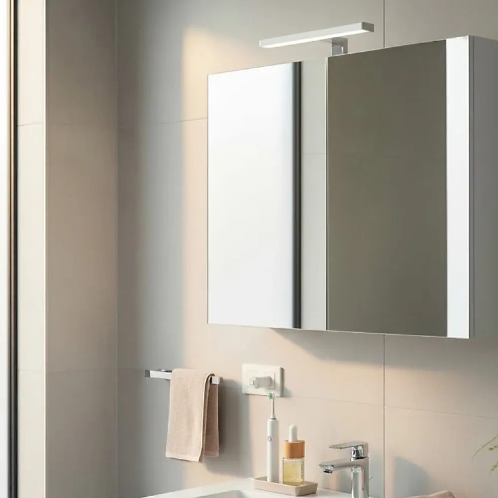 Planète Bain Armoire de toilette éclairante 2 portes 80 cm blanche Juno 2