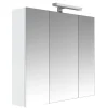 Planète Bain Armoire de toilette éclairante 3 portes 80 cm blanche Juno 2