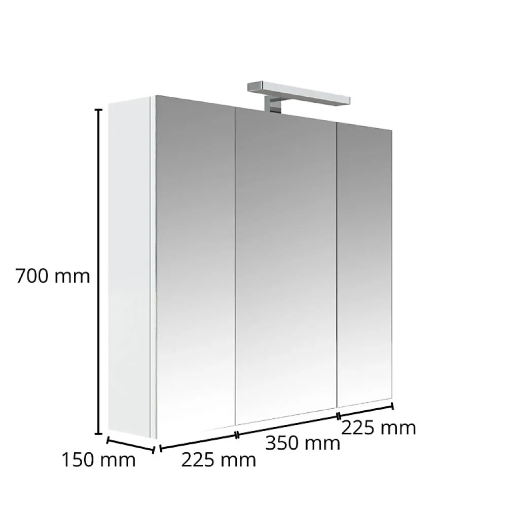 Planète Bain Armoire de toilette éclairante 3 portes 80 cm blanche Juno 2